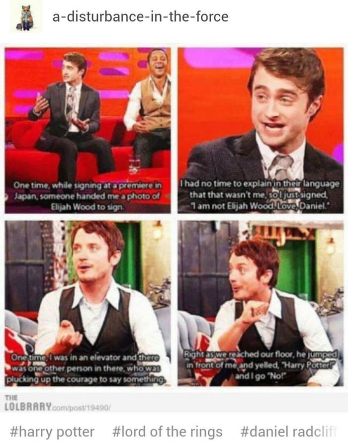 Elijah Wood and Daniel Radcliffe - 9GAG