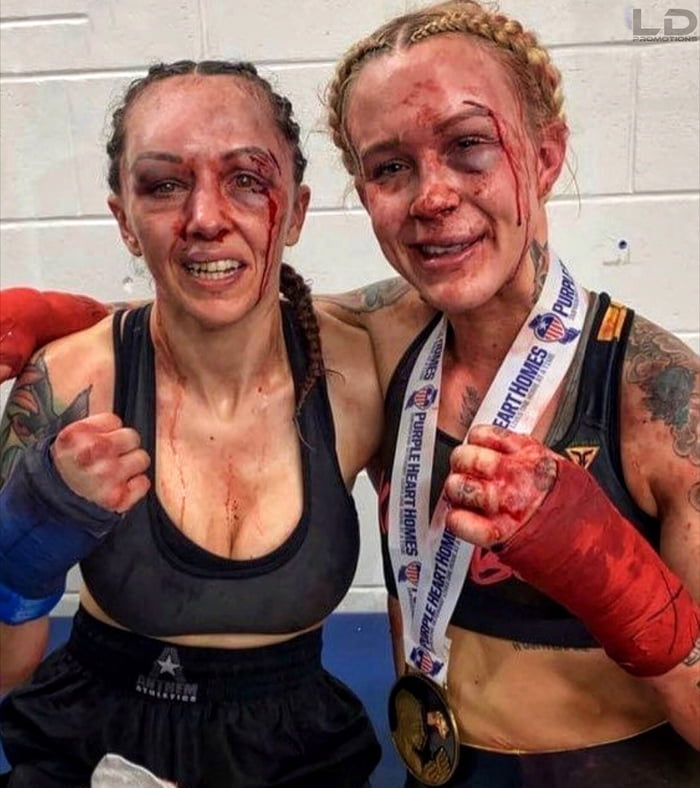 Charisa Sigala and Taylor Starling after their bout in last night'...