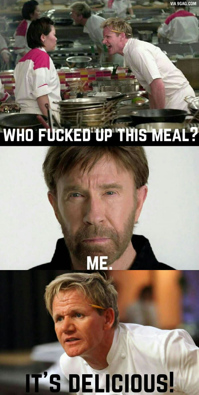 Chuck Norris Teaches Gordon Ramsay How To Cook 9GAG