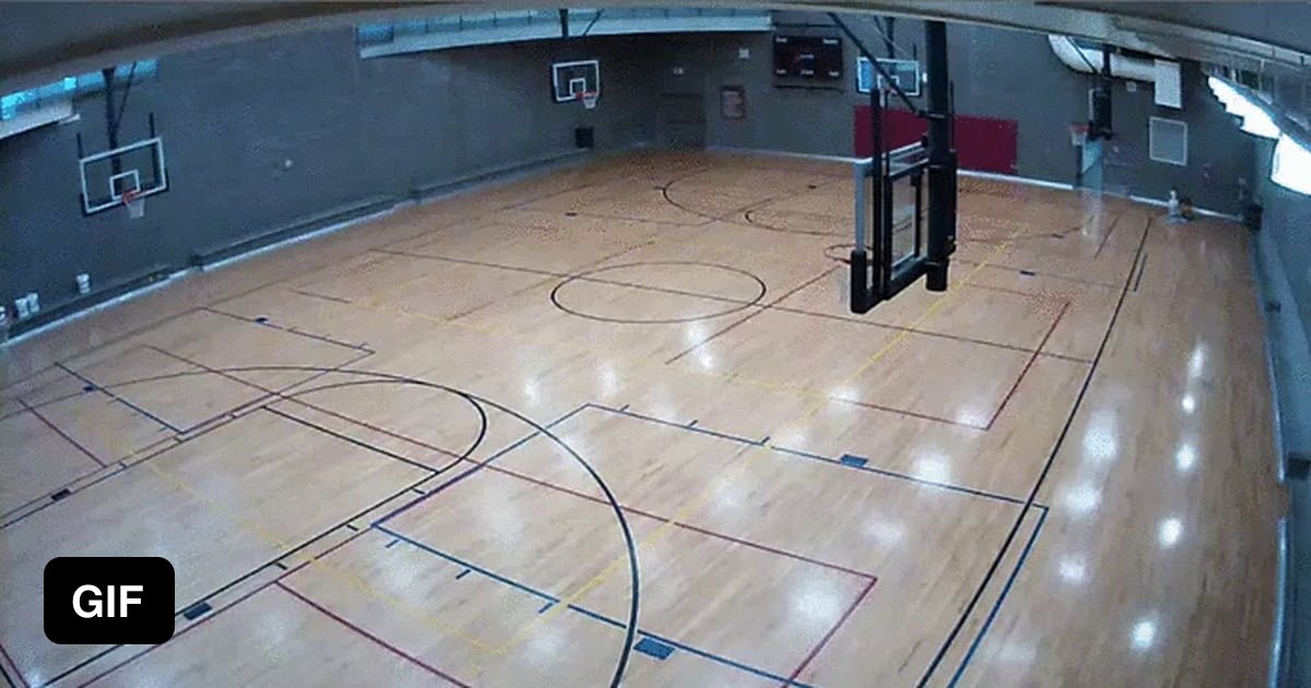 How a basketball court is refinished. 9GAG