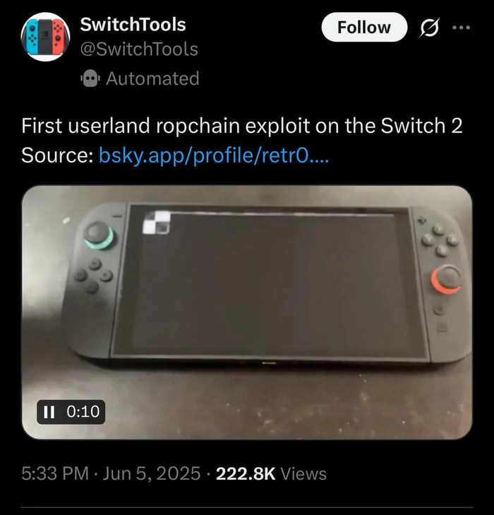 Switch 2 - first exploit found less than 24 hours of launch. I'm sure ...