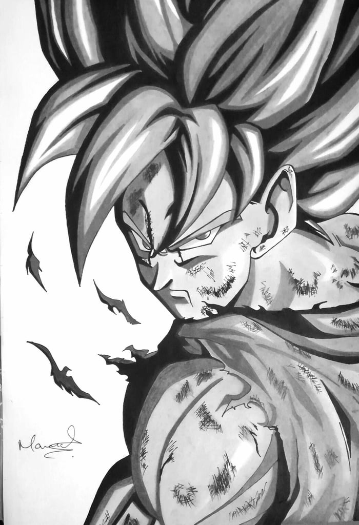 Goku drawn by me(shading version) Credits to Original Artist for Refrence 9GAG