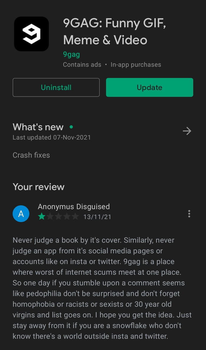 Tried to give this app an honest review - 9GAG