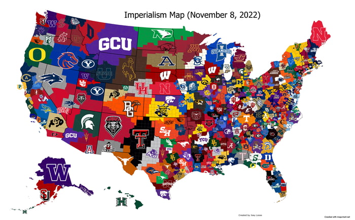 College Basketball Imperialism Map (November 8, 2022) - 9GAG