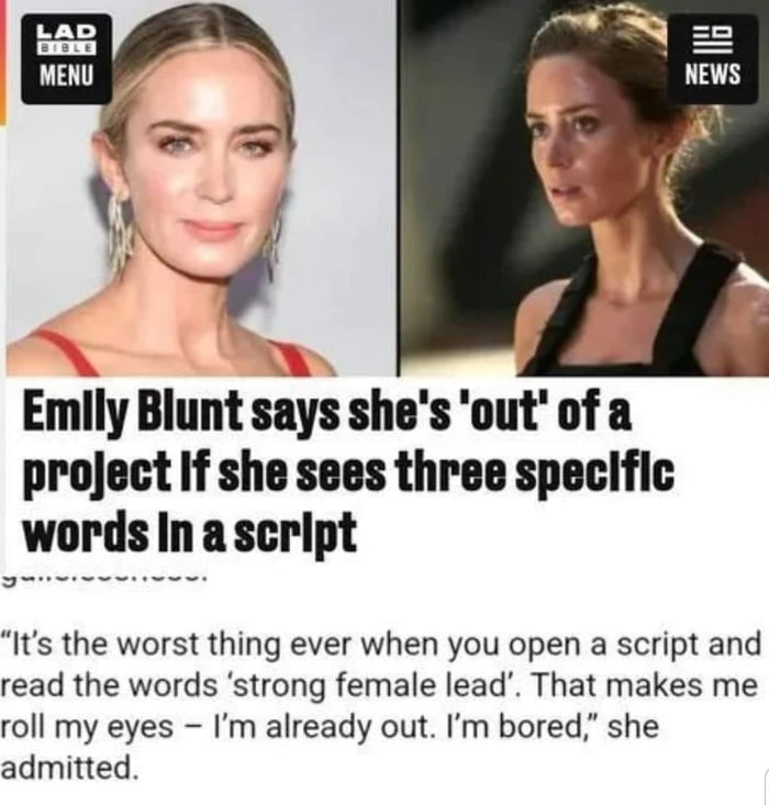 Based Emily Blunt. - 9GAG