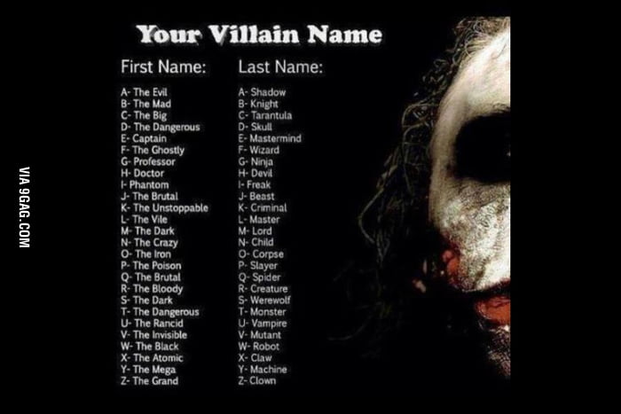 What s Your Villain Name 9GAG