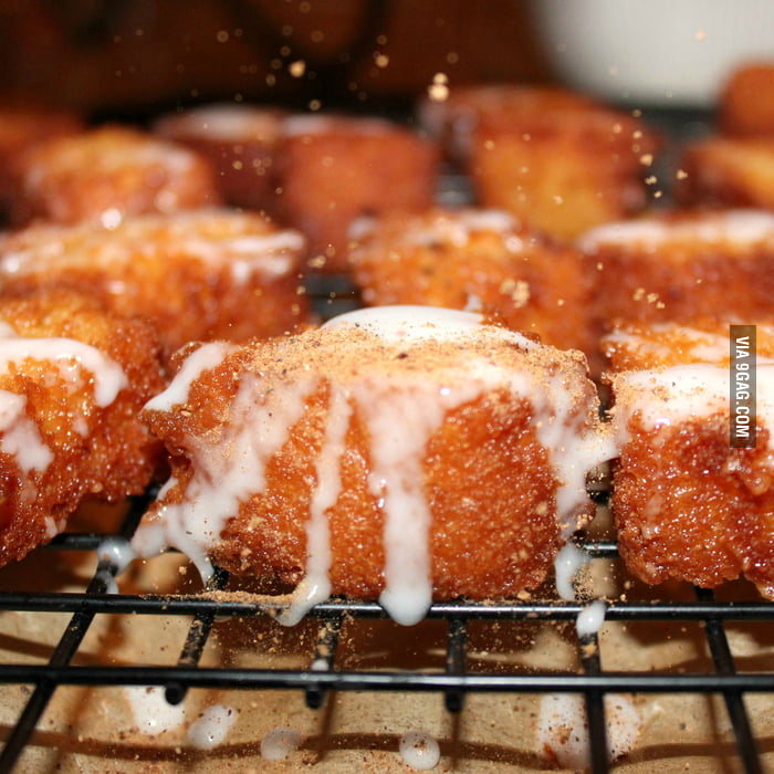 Deep fried egg nog soaked pound cake with rum glaze 9GAG