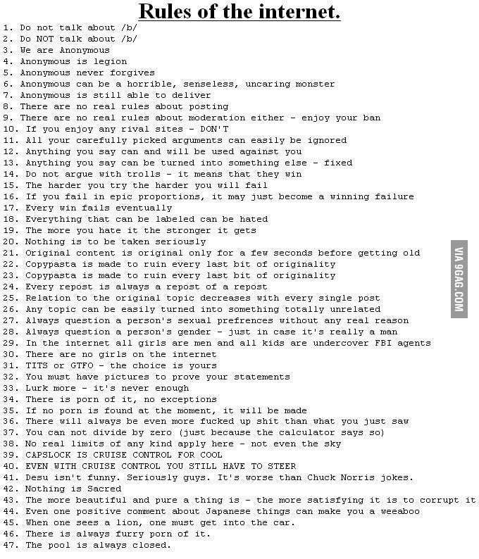 The 47 rules of the internet! - 9GAG