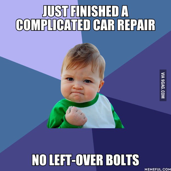 Whenever I work on my car there always seems to be one left... - 9GAG