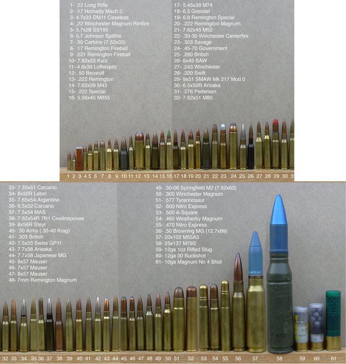 Cartridges bullets comparison info... - 9GAG