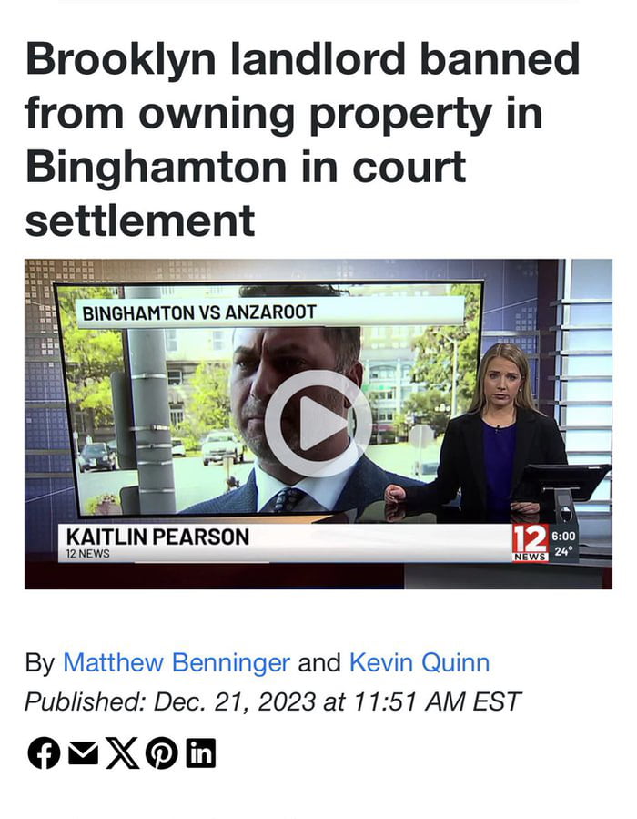 In a rare move, the city of Binghamton (NY) has BANNED a landlord from