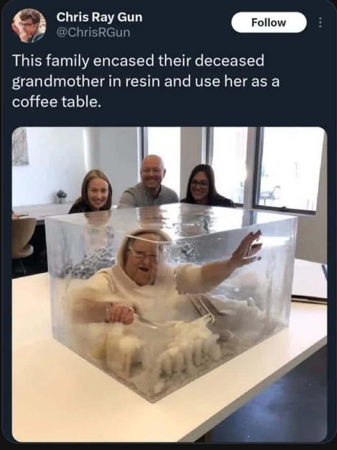 This Family Encased Their Deceased Grandmother In Resin And Use Her As 