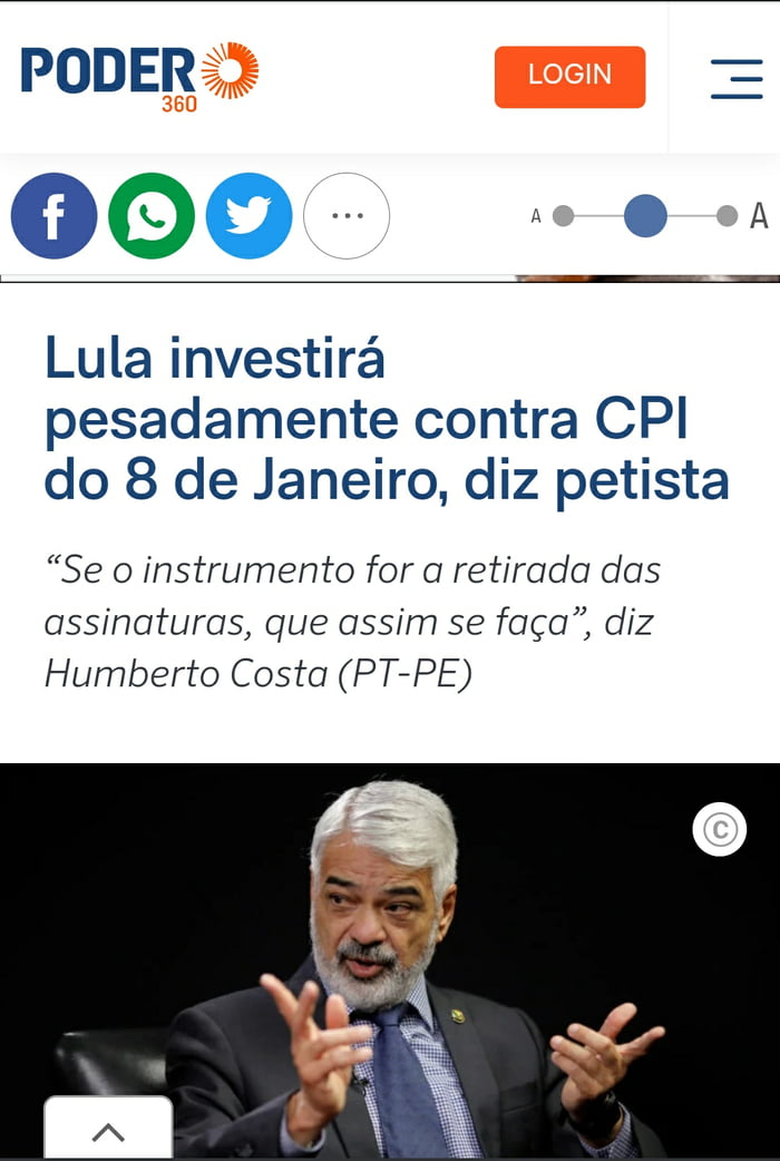 As pernas de Lulo9f tremem só de ouvir CPI É a primeira vez na