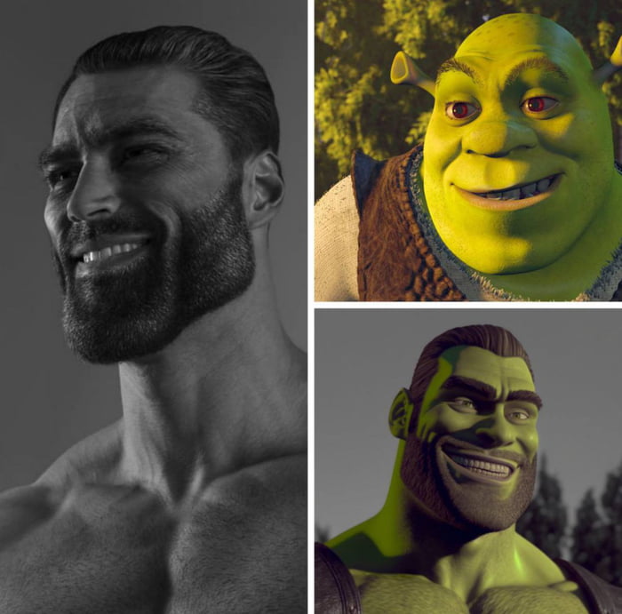 AI asked to mix shrek and chad - 9GAG