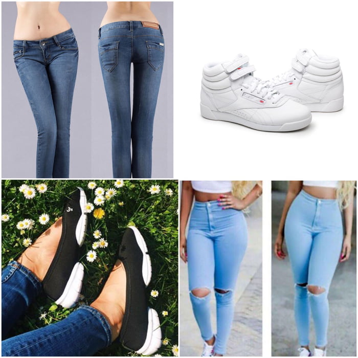 low waist jeans to high waist