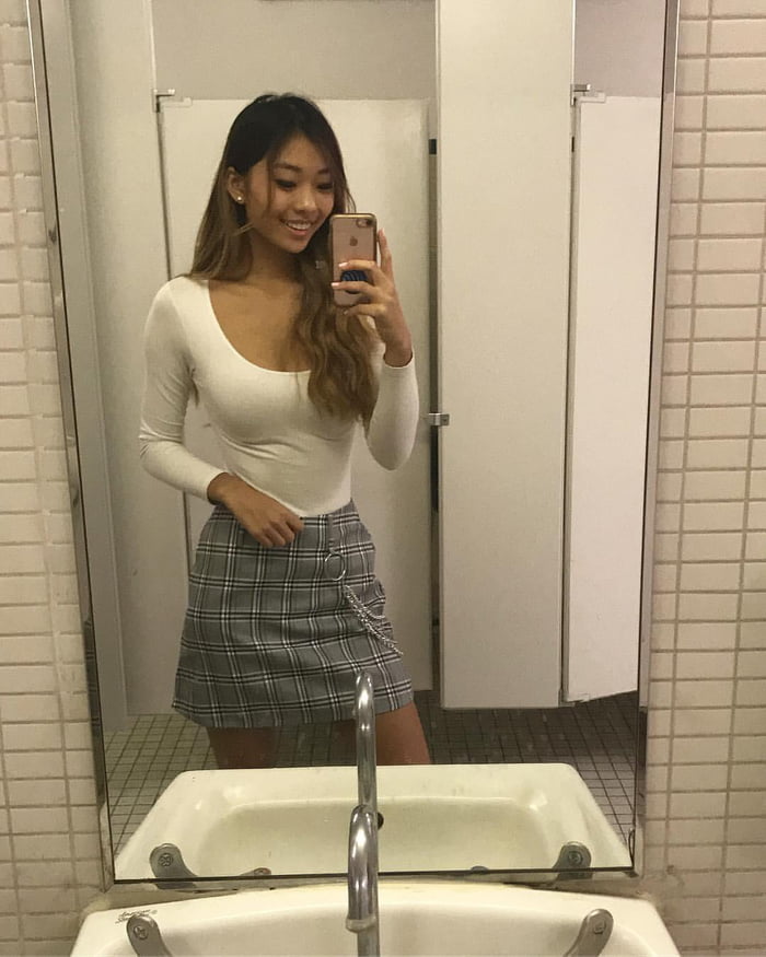 Sexy public bathroom selfie.