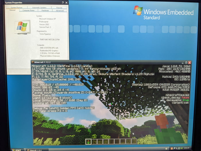 Minecraft 1.12.2 With Shaders running on Windows XP Professional 32bit ...