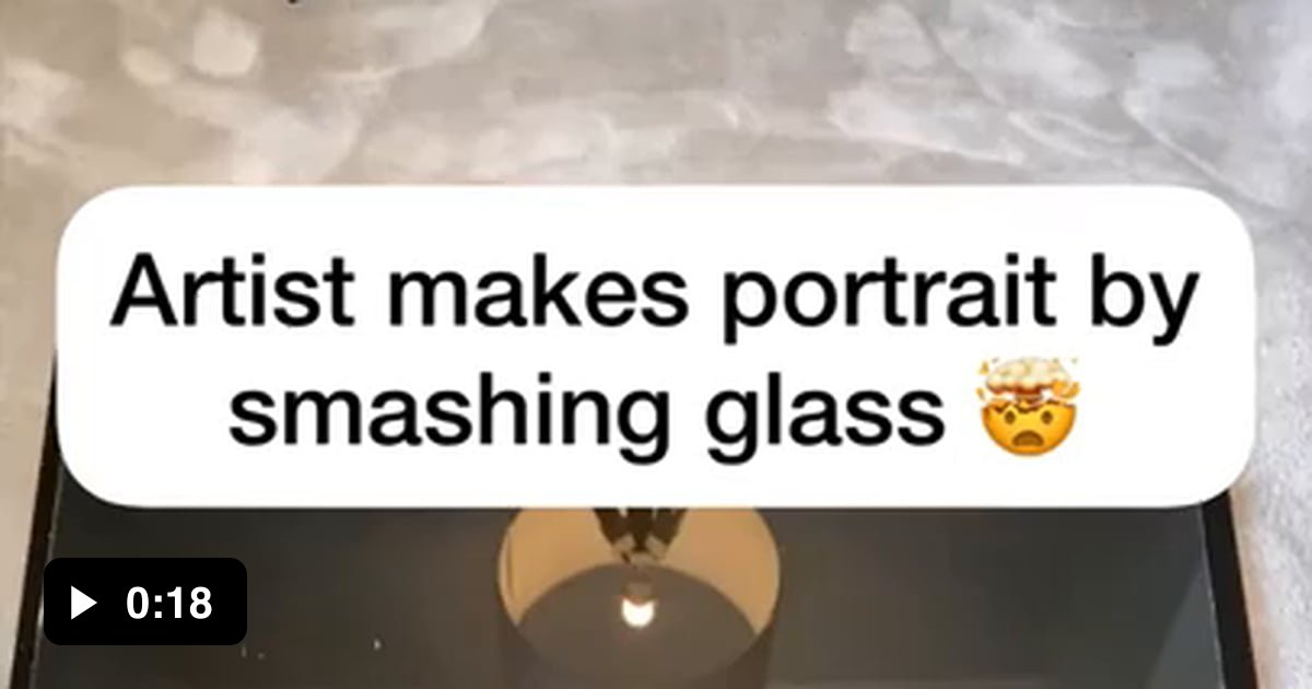Artist makes portrait by smashing glass. 9GAG