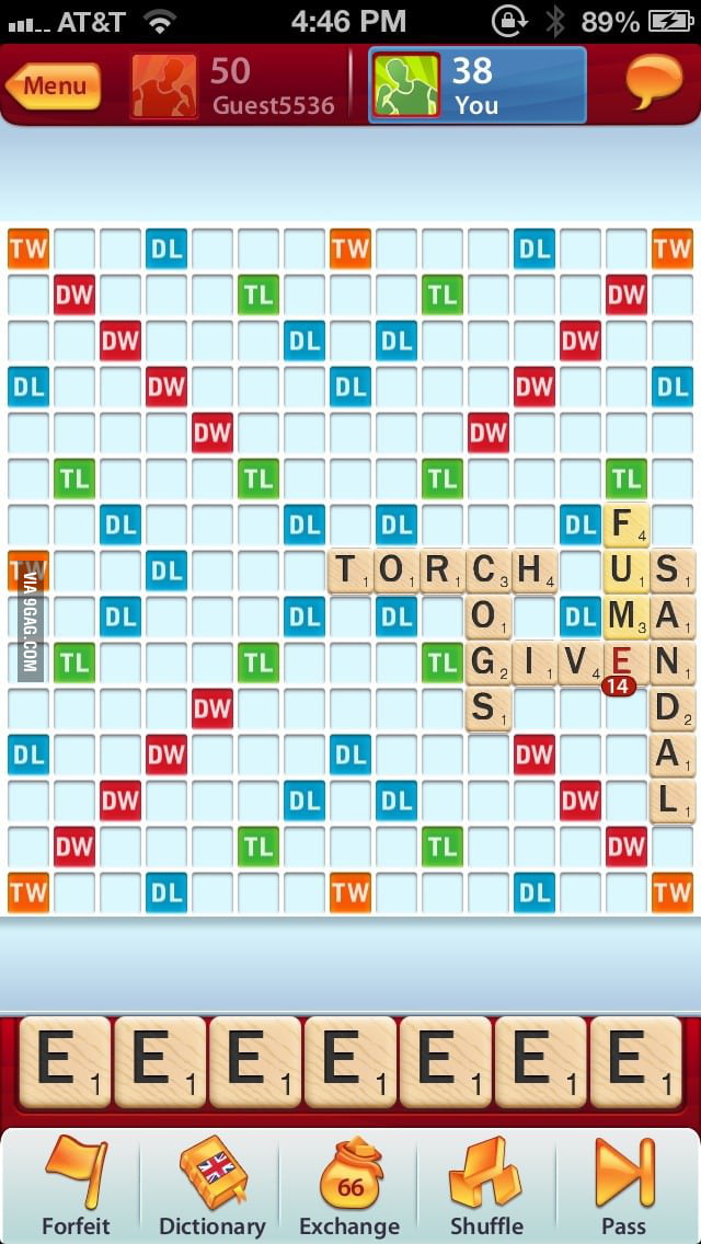 I got a remarkably bad Scrabble hand. 9GAG