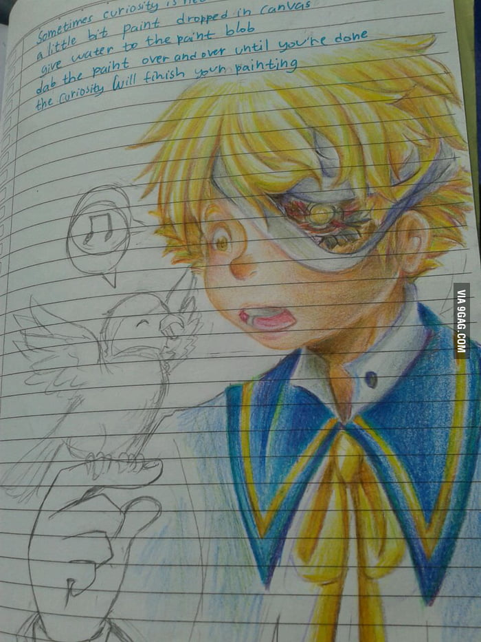 My friend was bored in class, so she drew this. - 9GAG