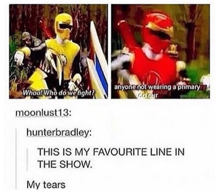 Red Ranger's enemy identification system is foolproof. - 9GAG