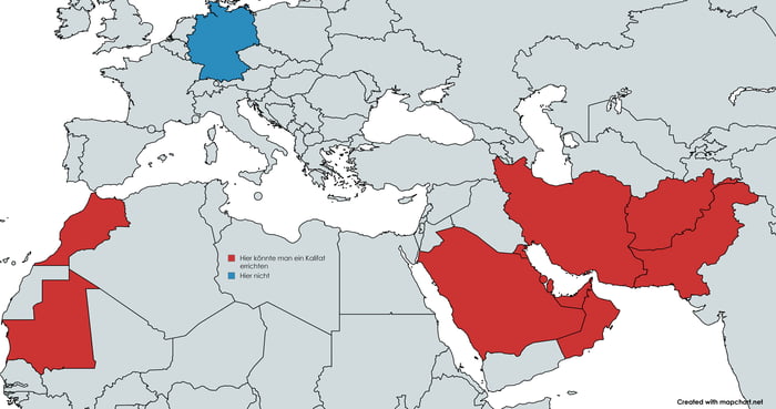 Rot hier könnte man ein Kalifat errichten. blau Hier nicht. 9GAG
