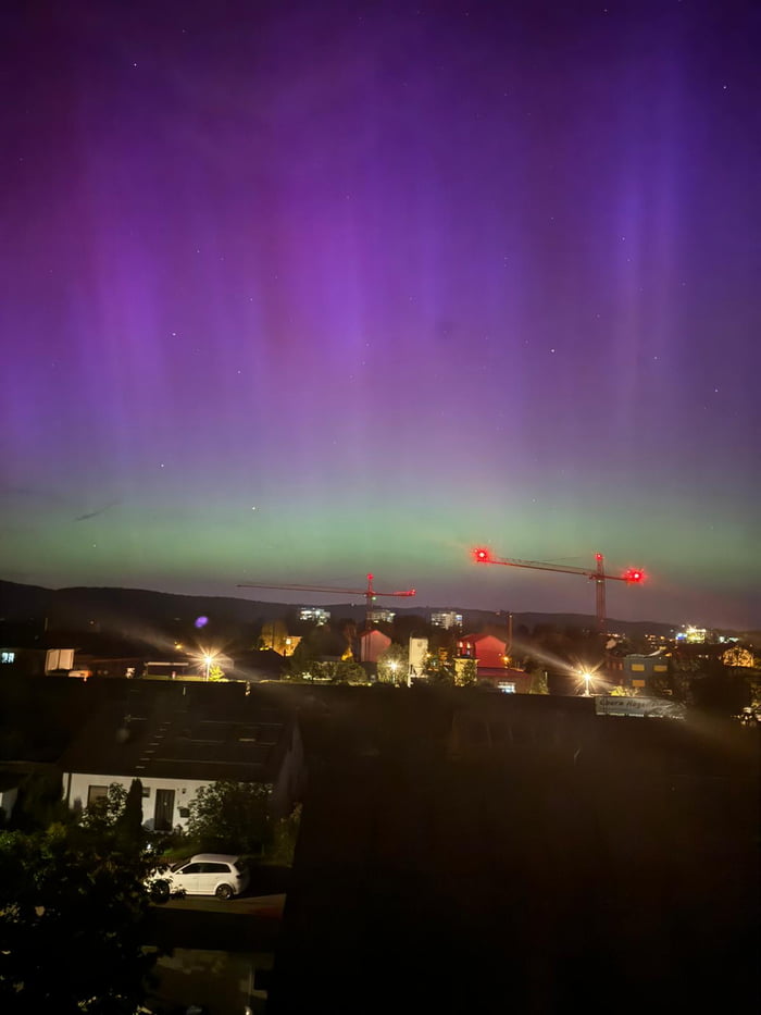Light Basel Northern Lights above Basel - First time of my life I see them - 9GAG