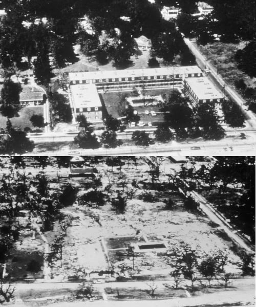 Richelieu Apartments before and after Hurricane Camille. It was the 2nd