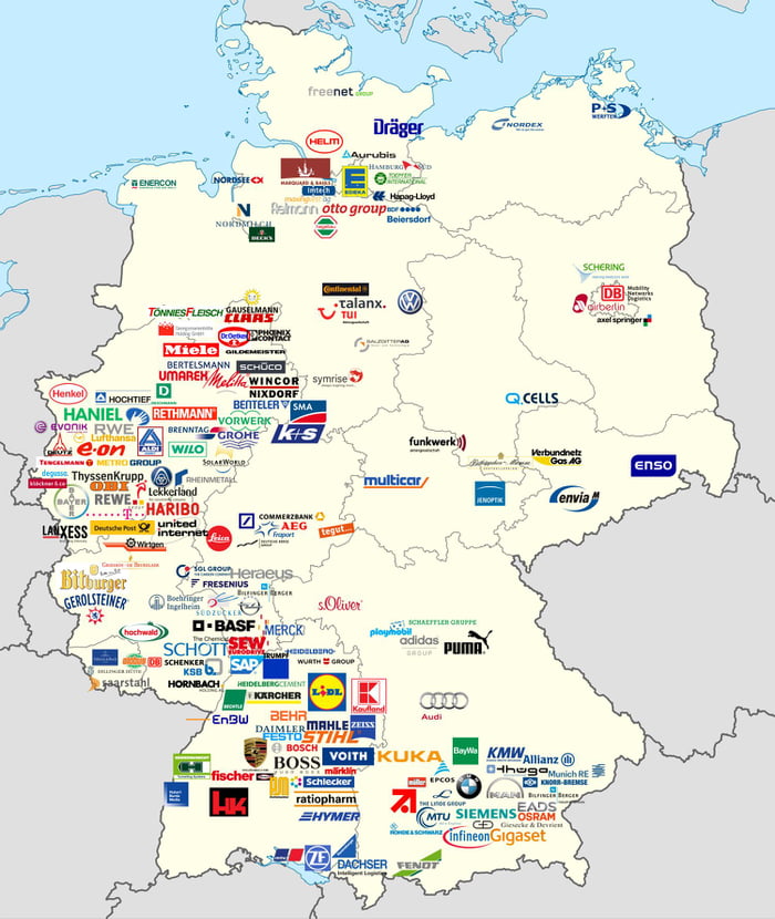 Map Of Main German Companies Headquarters 9GAG