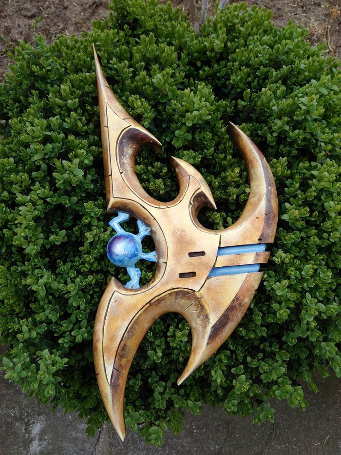 Woodcarved and painted Protoss symbol from Starcraft. 18 inches tall ...