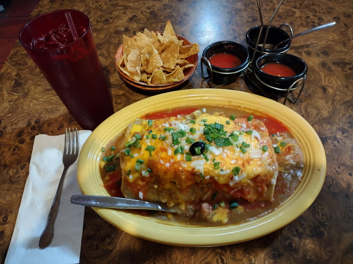 The Nasty Burrito: A Pork Chile Verde Wet Burrito, with a Chile Relleno ...