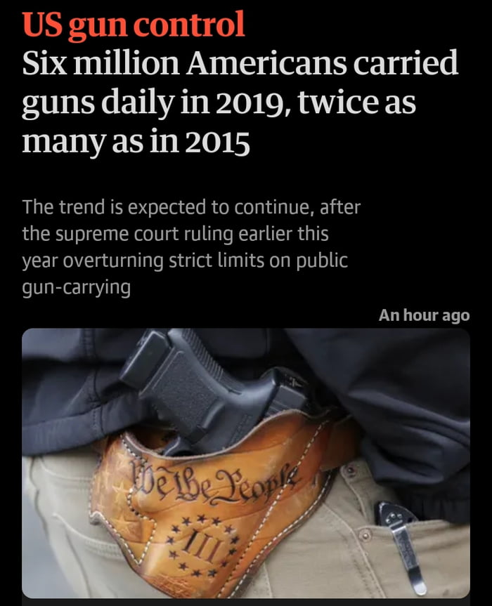 Imagine being so scared of other people that you carry a gun every day