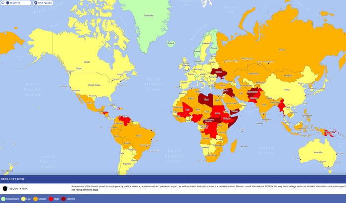 Safest To Most Dangerous Countries In The World For Security Gag