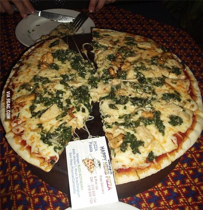 This pizza is topped with marijuana. It