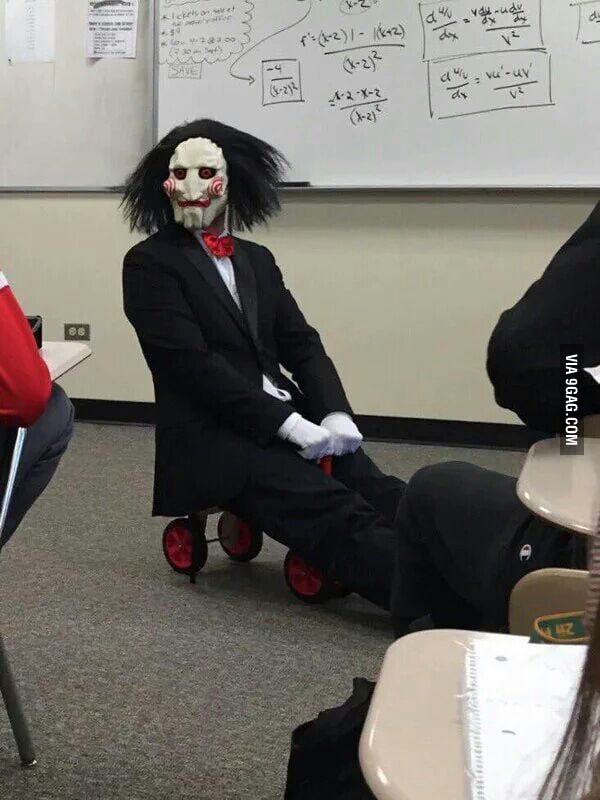 My math teacher rolled into class like this on Halloween - 9GAG