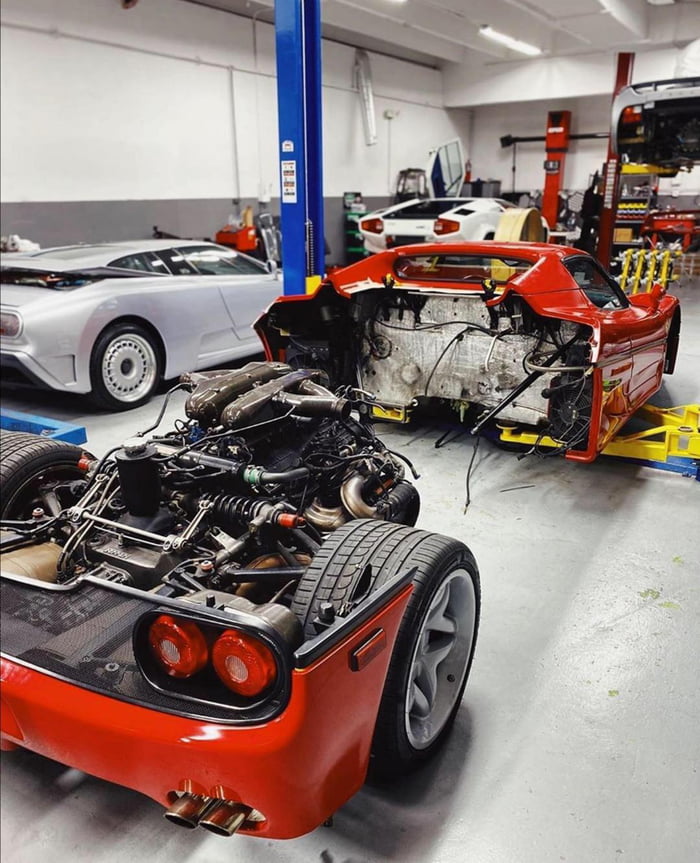 Ferrari F50 Getting Serviced 9gag