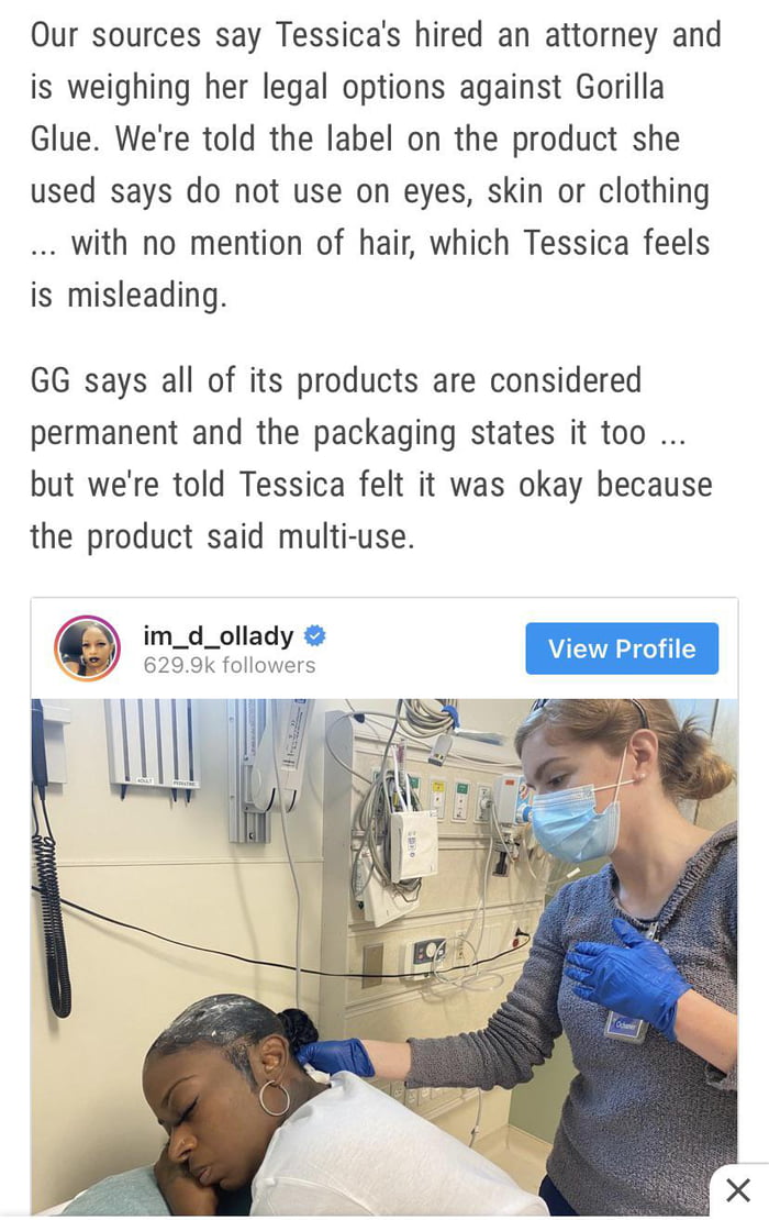 Gorilla glue girl pt.2 now suing because duh, if it shouldn’t go on