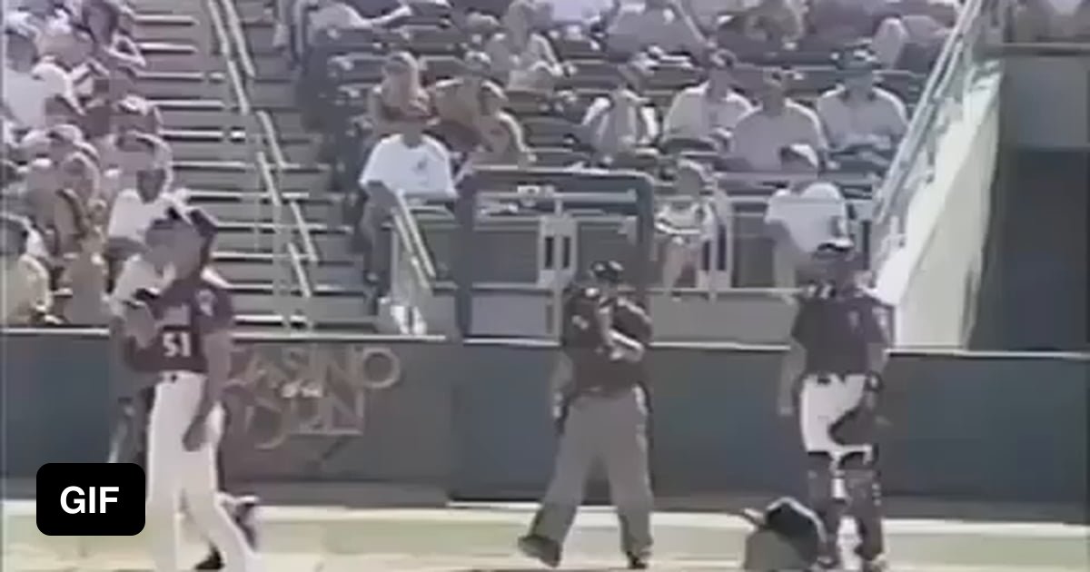 Randy Johnson hits a bird with a pitch on March 24, 2001, during a