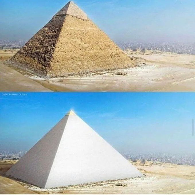 How The Great Pyramid of Giza looks now and how it looked when it was