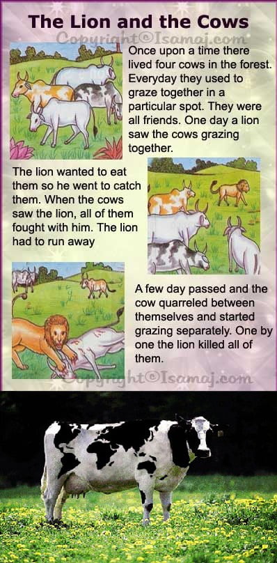 In the version I heard, the Lion threatened other cows to stay out of ...