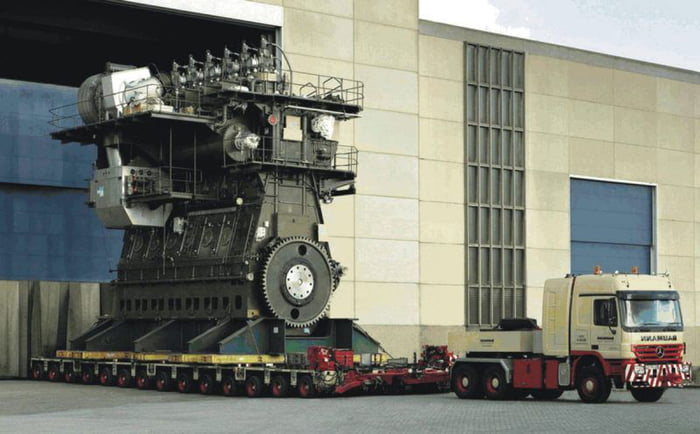 The largest reciprocating engine in the world, used in large container