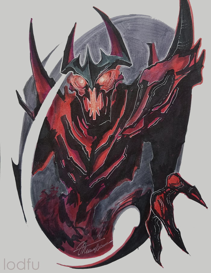 Shadow fiend рисунок карандашом