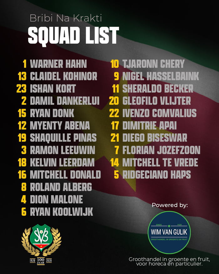 Suriname squad for World Cup Qualifiers 9GAG