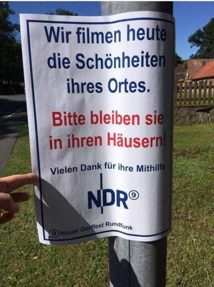 German Fun Poster Funny for Germans ... text on the poster, we are filming today the ...