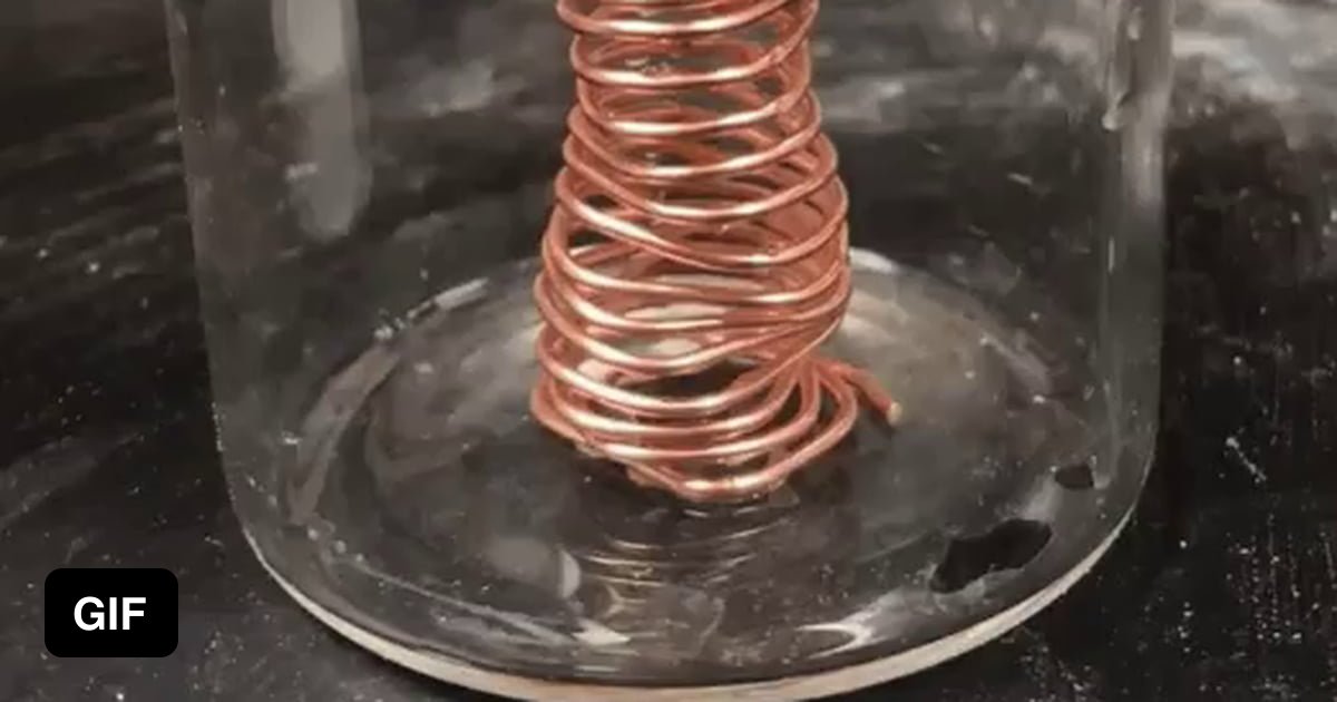 Copper wire undergoing a redox/displacement reaction with a silver