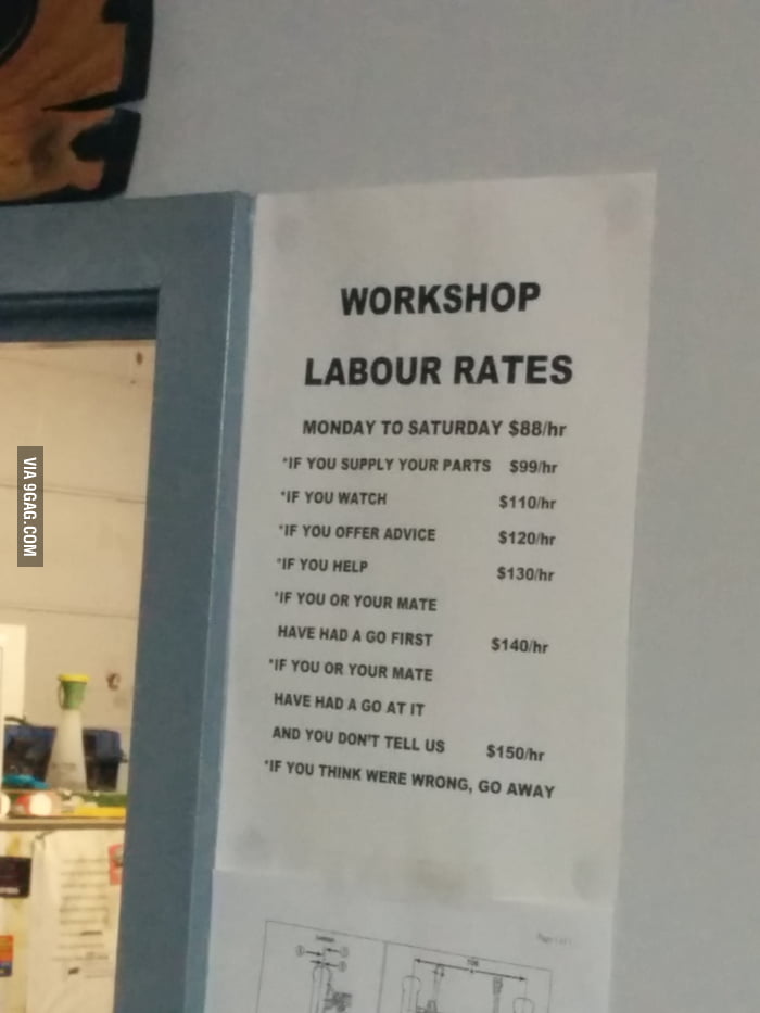 Mechanics hourly rates in Australia 9GAG