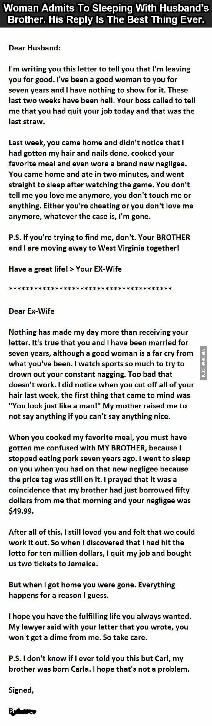Best divorce letter ever - 25GAG