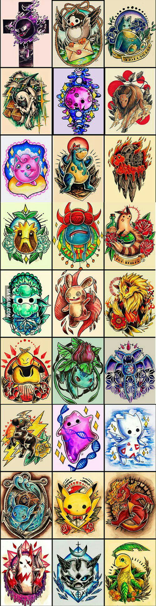 Traditional Pokemon by Josh TattooNOW