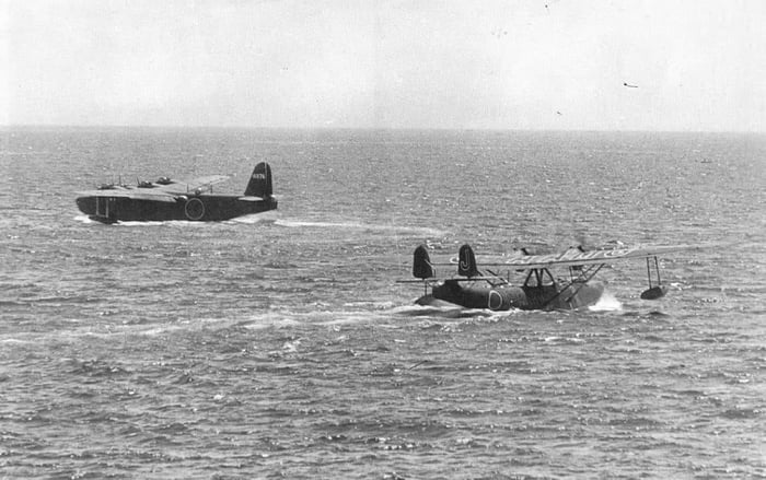 Japanese flying boats; Yokosuka H5Y1 'Cherry' with H6K 'Mavis' in the ...