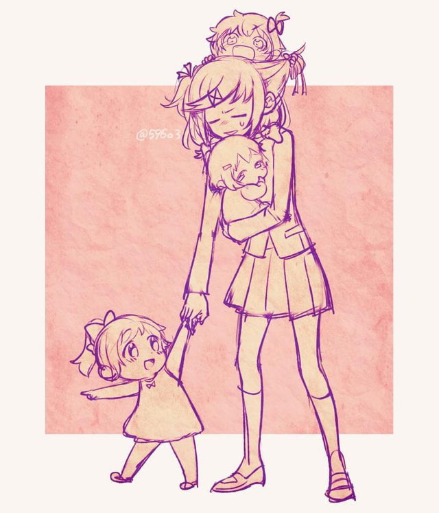 Mommy Monika - Mommy natsuki and baby monika yuri and sayori. - 9GAG